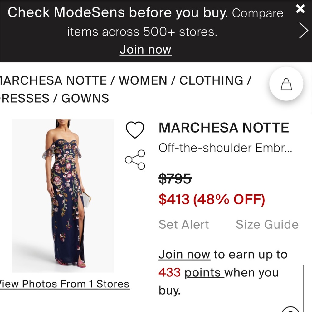 Marchesa Notte
Off-The-Shoulder Embroidered Tulle Gown